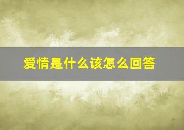 爱情是什么该怎么回答