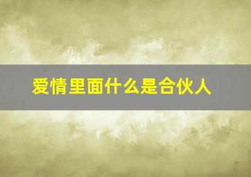 爱情里面什么是合伙人