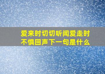 爱来时切切听闻爱走时不惧回声下一句是什么