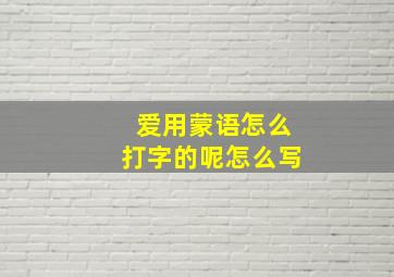 爱用蒙语怎么打字的呢怎么写