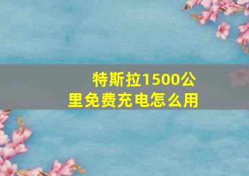 特斯拉1500公里免费充电怎么用