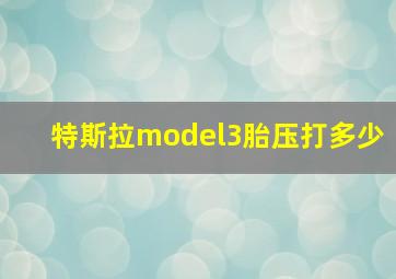 特斯拉model3胎压打多少