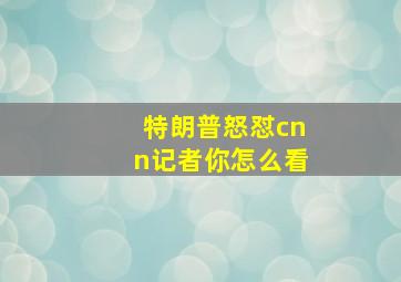 特朗普怒怼cnn记者你怎么看