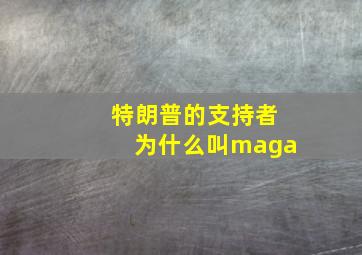 特朗普的支持者为什么叫maga