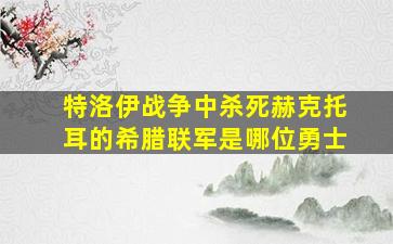 特洛伊战争中杀死赫克托耳的希腊联军是哪位勇士