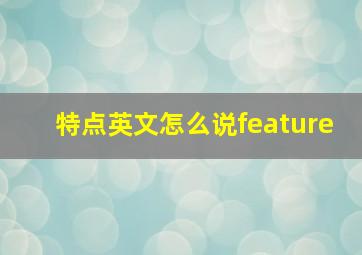 特点英文怎么说feature