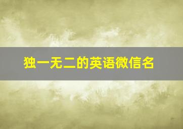 独一无二的英语微信名