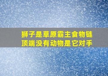 狮子是草原霸主食物链顶端没有动物是它对手