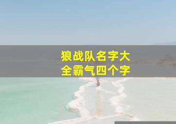 狼战队名字大全霸气四个字