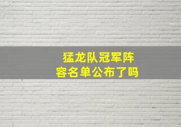 猛龙队冠军阵容名单公布了吗