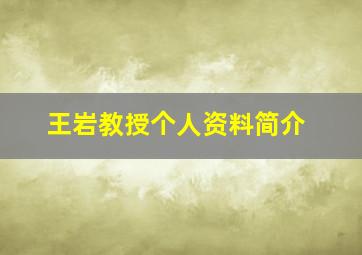 王岩教授个人资料简介