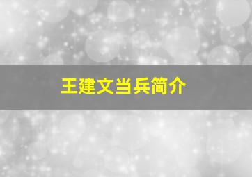 王建文当兵简介