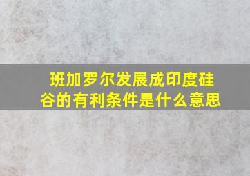 班加罗尔发展成印度硅谷的有利条件是什么意思