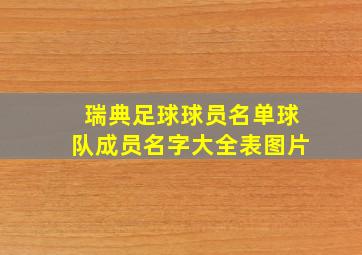 瑞典足球球员名单球队成员名字大全表图片