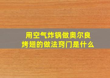 用空气炸锅做奥尔良烤翅的做法窍门是什么