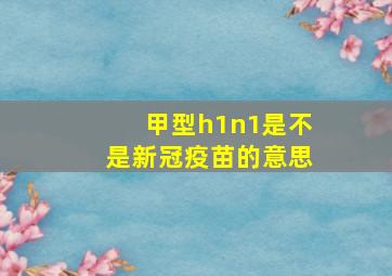 甲型h1n1是不是新冠疫苗的意思