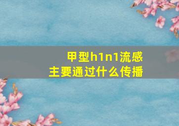 甲型h1n1流感主要通过什么传播