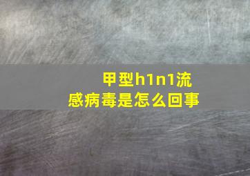 甲型h1n1流感病毒是怎么回事