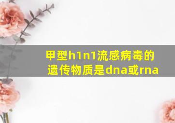 甲型h1n1流感病毒的遗传物质是dna或rna