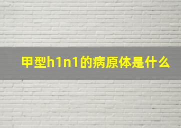 甲型h1n1的病原体是什么