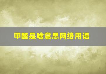 甲醛是啥意思网络用语