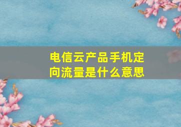 电信云产品手机定向流量是什么意思