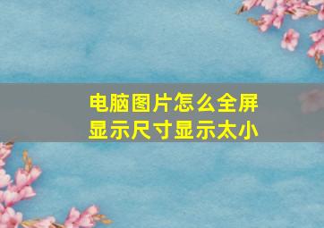 电脑图片怎么全屏显示尺寸显示太小