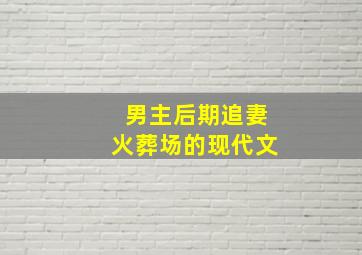 男主后期追妻火葬场的现代文