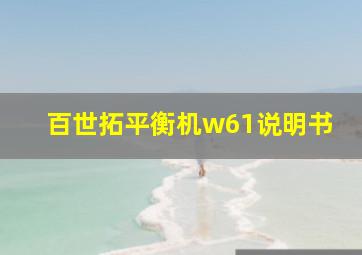 百世拓平衡机w61说明书