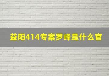 益阳414专案罗峰是什么官