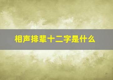 相声排辈十二字是什么