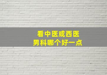 看中医或西医男科哪个好一点