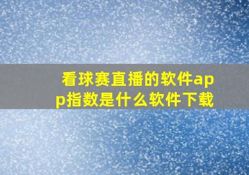 看球赛直播的软件app指数是什么软件下载