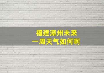 福建漳州未来一周天气如何啊