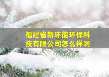 福建省新环能环保科技有限公司怎么样啊