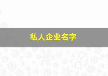 私人企业名字