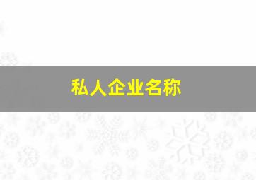 私人企业名称