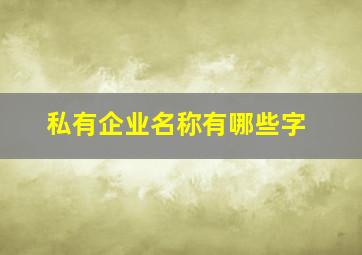 私有企业名称有哪些字