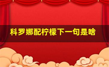 科罗娜配柠檬下一句是啥