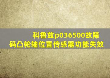 科鲁兹p036500故障码凸轮轴位置传感器功能失效