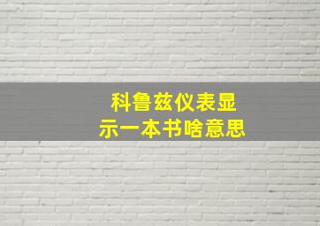 科鲁兹仪表显示一本书啥意思