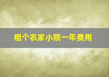 租个农家小院一年费用