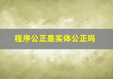 程序公正是实体公正吗