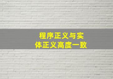 程序正义与实体正义高度一致