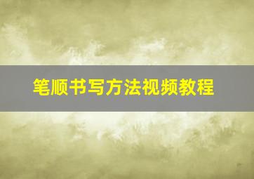 笔顺书写方法视频教程