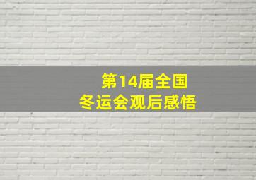 第14届全国冬运会观后感悟