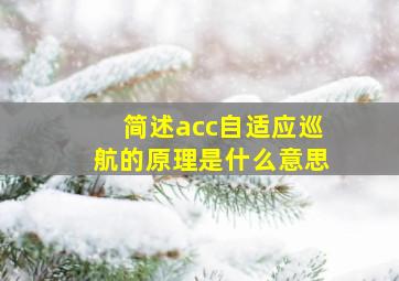 简述acc自适应巡航的原理是什么意思