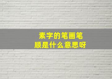 素字的笔画笔顺是什么意思呀