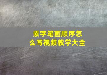 素字笔画顺序怎么写视频教学大全