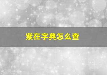 紫在字典怎么查